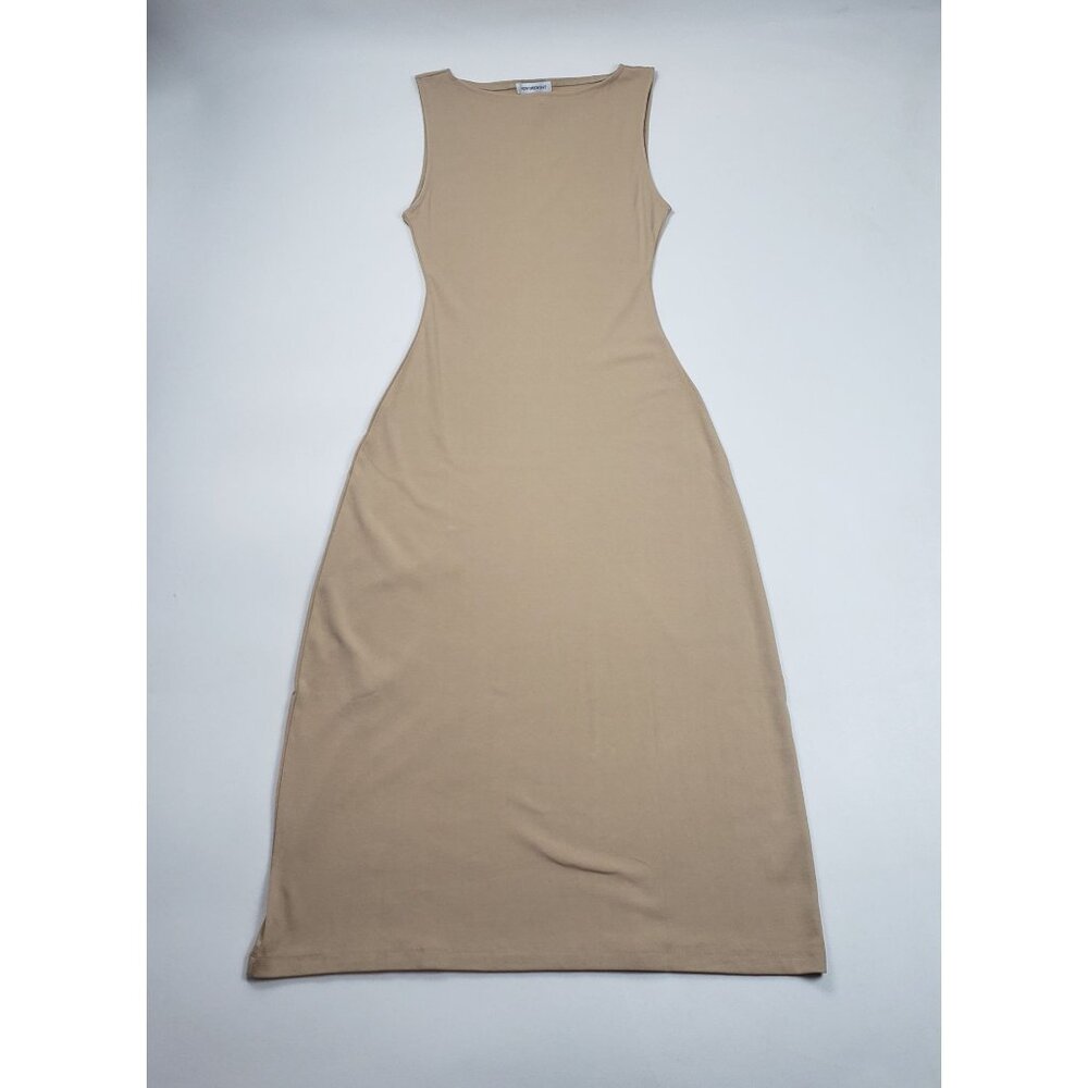 WeWoreWhat Boat Neck Midi Dress Beige Women’s Large Cotton Rib Knit Minimalist - Picture 15 of 16